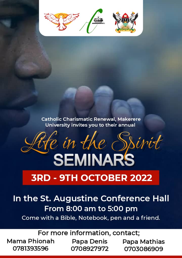 StAugustineCom's tweet photo. As the university is about to open , 
Be ready to join the Catholic charismatic renewal (CCR) for their seminar as they discuss "life in the spirit" from 3rd to 9th October.
Venue . St Augustine conference hall
Time: 8am to 5pm
Refer to the poster for more.
Or DM for registration https://t.co/9YTdd4uGxE