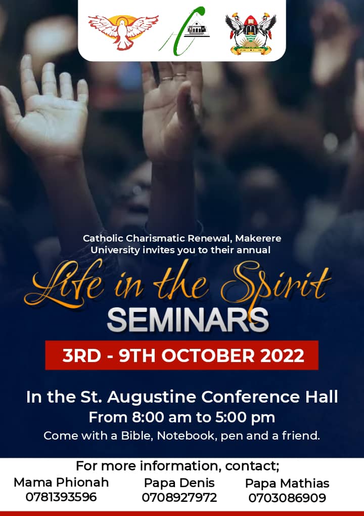 StAugustineCom's tweet photo. As the university is about to open , 
Be ready to join the Catholic charismatic renewal (CCR) for their seminar as they discuss "life in the spirit" from 3rd to 9th October.
Venue . St Augustine conference hall
Time: 8am to 5pm
Refer to the poster for more.
Or DM for registration https://t.co/9YTdd4uGxE