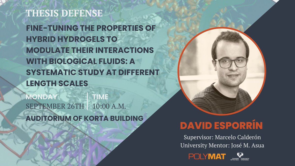 POLYMAT (@polymat_berc) on Twitter photo 🎓On Monday, <a href="/david_esporrin/">David Esporrín-Ubieto</a> will defend his thesis directed by <a href="/Calderon_Lab/">CalderonLab</a> and Jose María Asua as a mentor at the university.
Follow it live on: ehu.webex.com/webappng/sites… 🎓On Monday, <a href="/david_esporrin/">David Esporrín-Ubieto</a> will defend his thesis directed by <a href="/Calderon_Lab/">CalderonLab</a> and Jose María Asua as a mentor at the university.
Follow it live on: ehu.webex.com/webappng/sites…