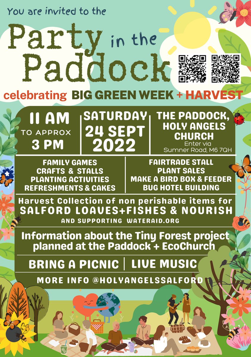 hamiltonclive's tweet photo. Tomorrow at Holy Angels #Salford #partyinthepaddock > info on the #tinyforest 🌳🌲 our #ecochurch group are working on with @earthwatch_org > join us for a free party; harvest collection for @SalfordLoaves & #Nourish food pantry & @WaterAidUK > All Welcome! https://t.co/C9Q6pDzMp1