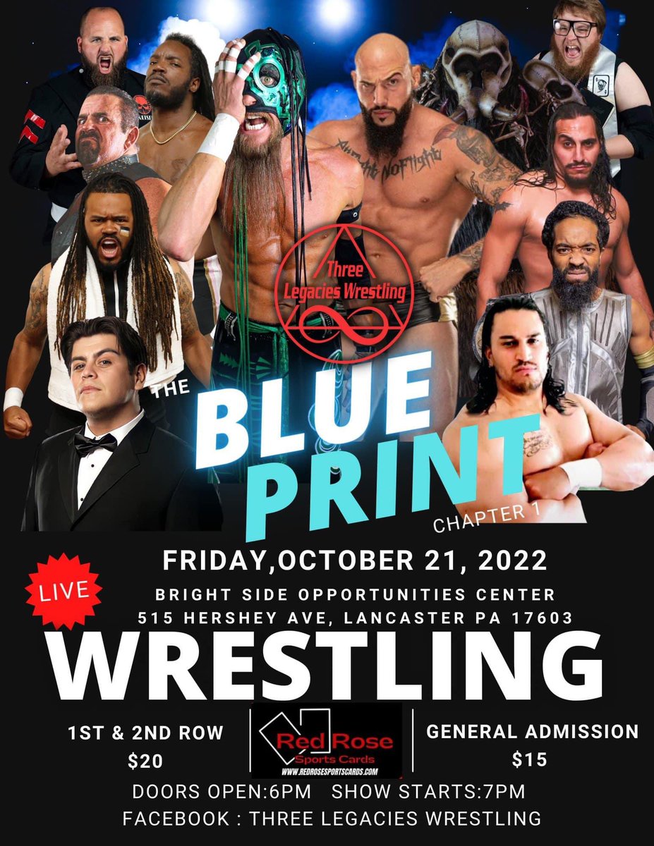 RefLarryPeace's tweet photo. @3Legacies debut pro wrestling event 

When: Friday Oct 21st 🗓 

Where: Bright side Opportunities Center. 515 Hershey Ave, Lancaster, PA 📍🗺

Tickets: @RRSportsCards or at the venue the day of the show. 🎟 

Bell-time 7pm 🛎

#threelegacies #KeepingThePeace https://t.co/jAWFvOWnAy