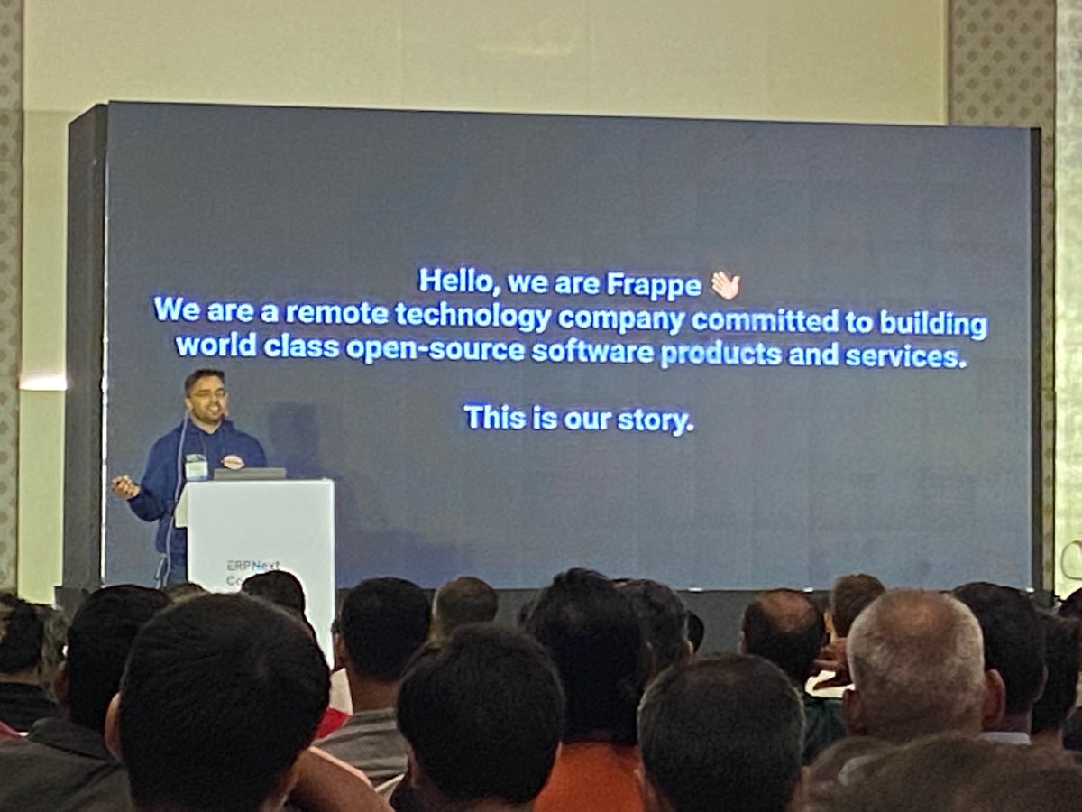 rushabh_mehta's tweet photo. @adityahase_ talking about the moral imperative for making @FrappeCloud open source https://t.co/m9PtAwT5mJ