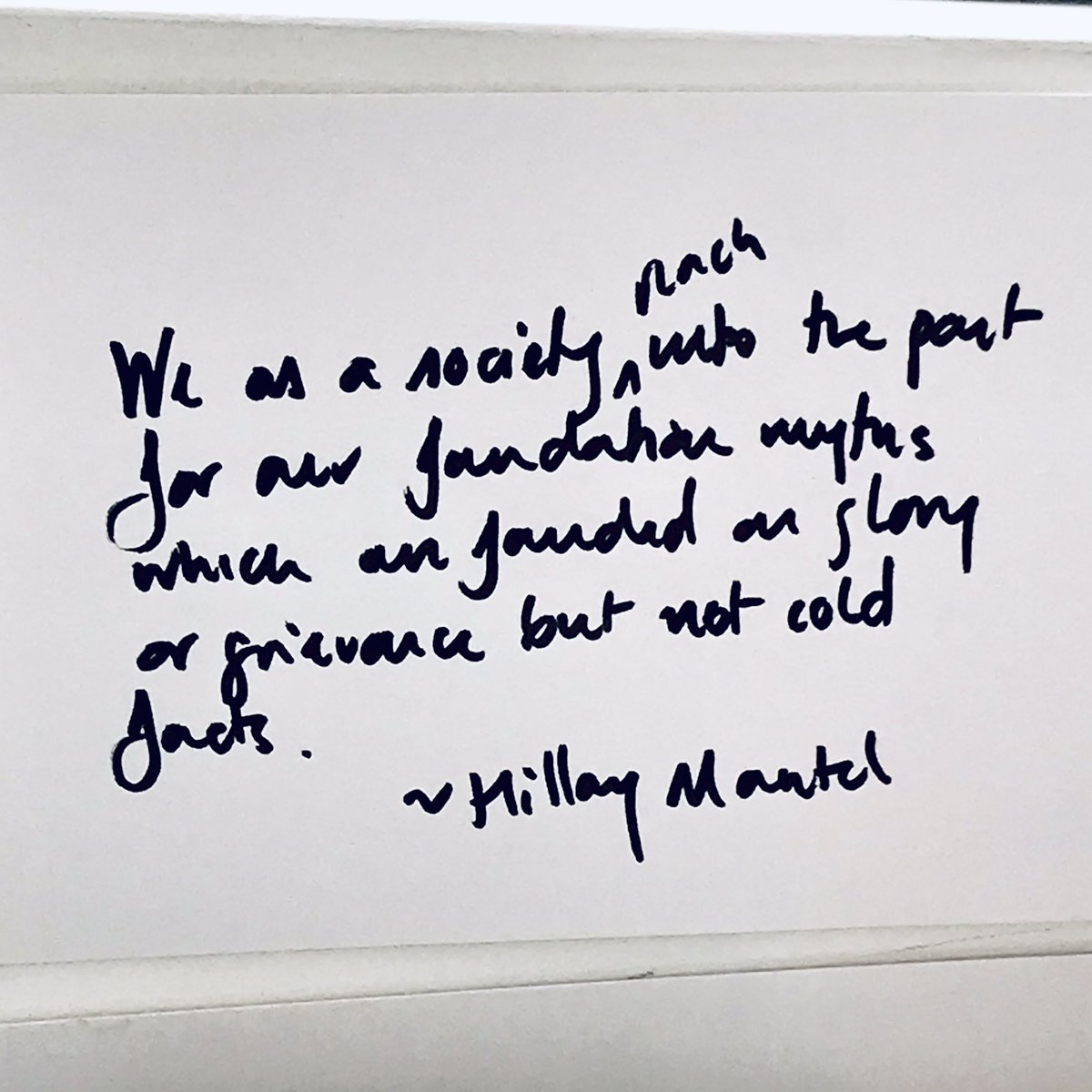TerryStacyLD's tweet photo. “We as a society reach into the past for our foundation myths which are founded on glory or grievance but not cold facts” #HillaryMantell #RIPHillary https://t.co/WJZloXd2Bs