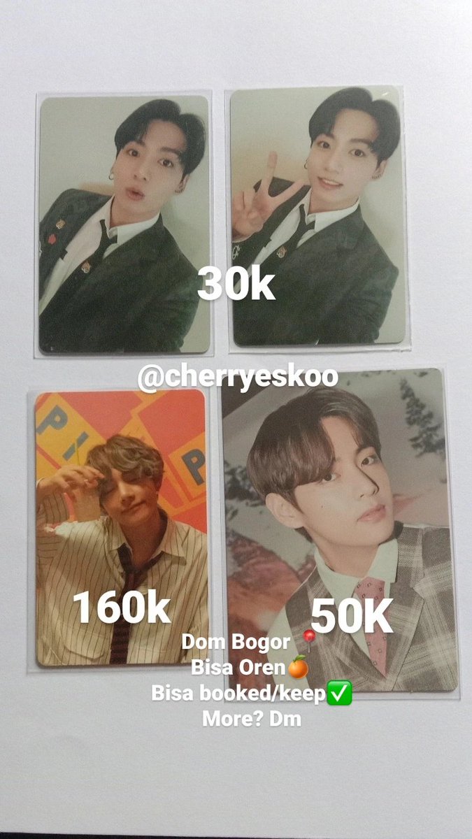 WTS || WANT TO SELL 
READY INA🇮🇩

Bisa 🍊
Bisa Booked/keep
Dom Bogor 📍
More? Dm

PC TAEHYUNG HER E / TAEHYUNG PIZZA
PC JUNGKOOK DICON BTS DICON
MPC BTS 2021 HOLIDAY COLLECTION LITTLE WISHES Taehyung mpc
posca V wts postcard photocard bts Jungkook jk