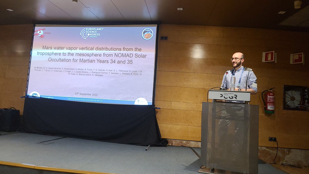 AstroCostaSilva's tweet photo. Next we will investigate Mars water vapor vertical distributions from the troposphere to the mesosphere from NOMAD Solar Occultation with #AdrienBrines #EPSC2022 https://t.co/sKnKNbW8U9