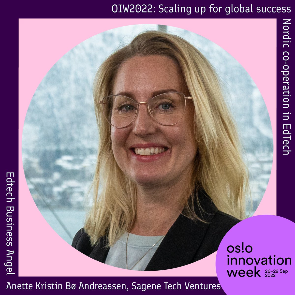 FinlandOslo's tweet photo. Introducing our speakers at @osloiw:
🟣
Anette Kristin Bø Andreassen:
🟣
Angel investor and Partner at Sagene Tech Ventures investing in early-stage #Edtech, #Proptech and #Creativetech.

https://t.co/8VH5JQxvG4

#oiw222 
@brighteyevc @IKTNorge https://t.co/JtdZcDEyex
