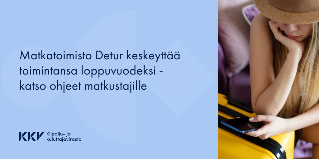 #Detur on ilmoittanut peruvansa loppuvuoden 2022 matkat. KKV jatkaa ongelmien selvittämistä, sillä Detur ei ole antanut riittäviä tietoja tilanteestaan. Matkailijoilla ei ole velvollisuutta maksaa hotellista toistamiseen.
➡️kkv.fi/ajankohtaista/…