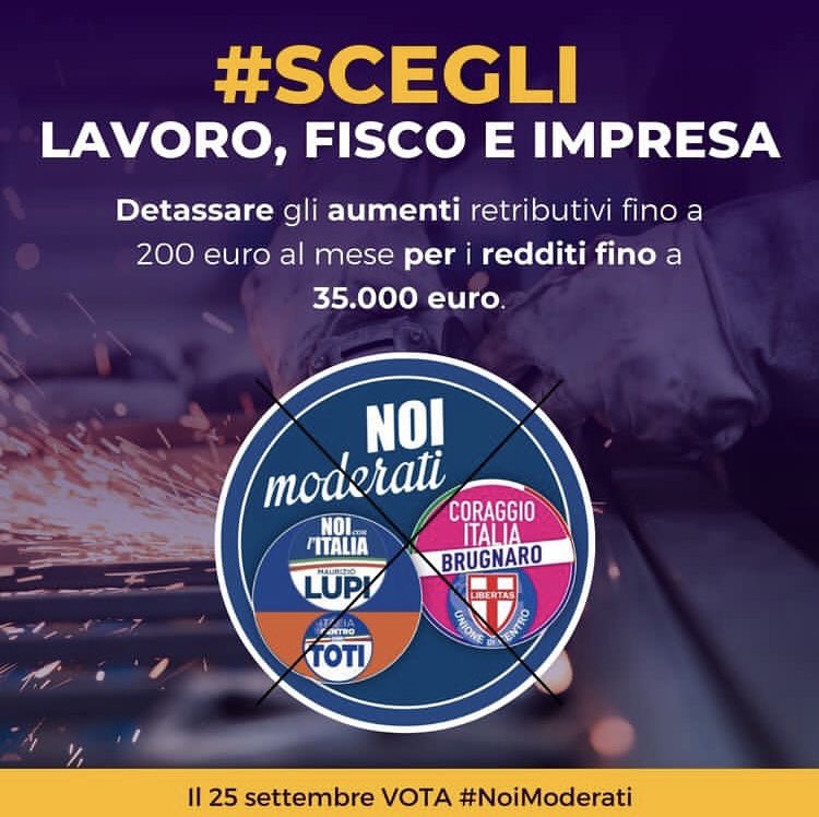 #NoiModerati proponiamo di #detassare gli aumenti retributivi, ridurre gli adempimenti amministrativi e realizzare una #pacefiscale che aiuti sia i contribuenti che lo Stato.

#TorniamoAFarePolitica #ElezioniPolitiche22 #centrodestra #Noiconlitalia