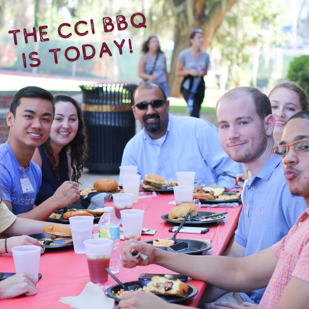 FSUCCI's tweet photo. Don't miss FREE 4 Rivers on campus! Come out to the CCI BBQ today from 5-7PM outside of the Shores Building (near Landis Green). All students, staff, faculty, and families are welcome! #freefood #fsu #floridastate #landisgreen #fourrivers @FSU_COM https://t.co/cVGYR9DbNU