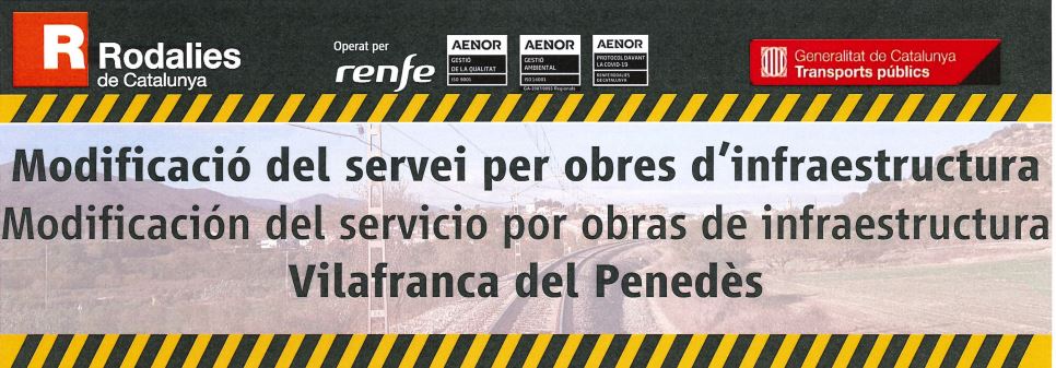 rodalies's tweet photo. 📢RECORDA‼️
👉 Modificació del servei a la línia R4 per obres a l'estació de Vilafranca del Penedès:
🚧 Execució en dues fases durant festius i caps de setmana entre el 26 de setembre i el 5 de desembre
🚍 Servei alternatiu de bus en els trams afectats

🔗https://t.co/kSYjSkcGVS https://t.co/9ctcfX41uD