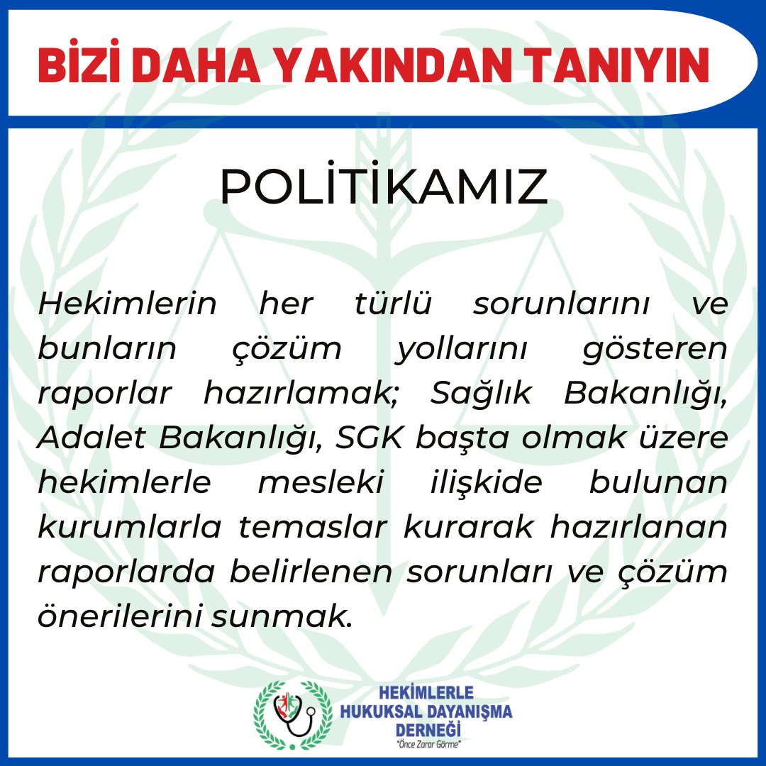 📍HHDD olarak; bizi daha yakından tanımanız için amaçlarımızı, hizmetlerimizi ve faaliyetlerimizi sosyal medya aracılığı ile siz değerli hekimlerimize duyurmaya devam edeceğiz.  
#hhdd #doktor #hekim #dektek #sağlıkhukuku #tıphukuku