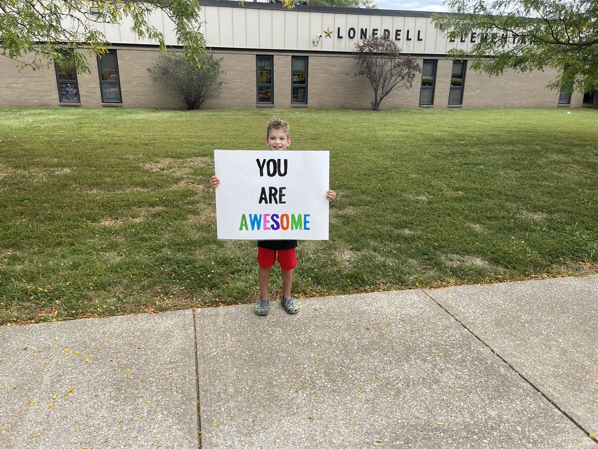 Lone Dell is excited for Friday! Our kindness club got here early to welcome everyone to school today.