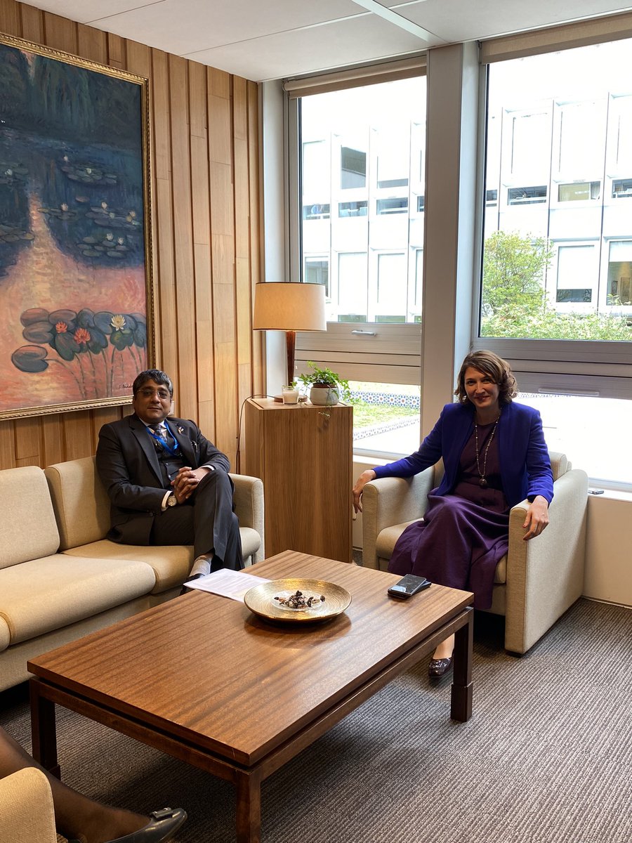 VishalVSharma7's tweet photo. Met the Chair of the Executive Board H.E. Ms. Tamara Rastovac Siamashvili and discussed #FACommission issues. #EB215 #FAComm https://t.co/qW5WWyStFM