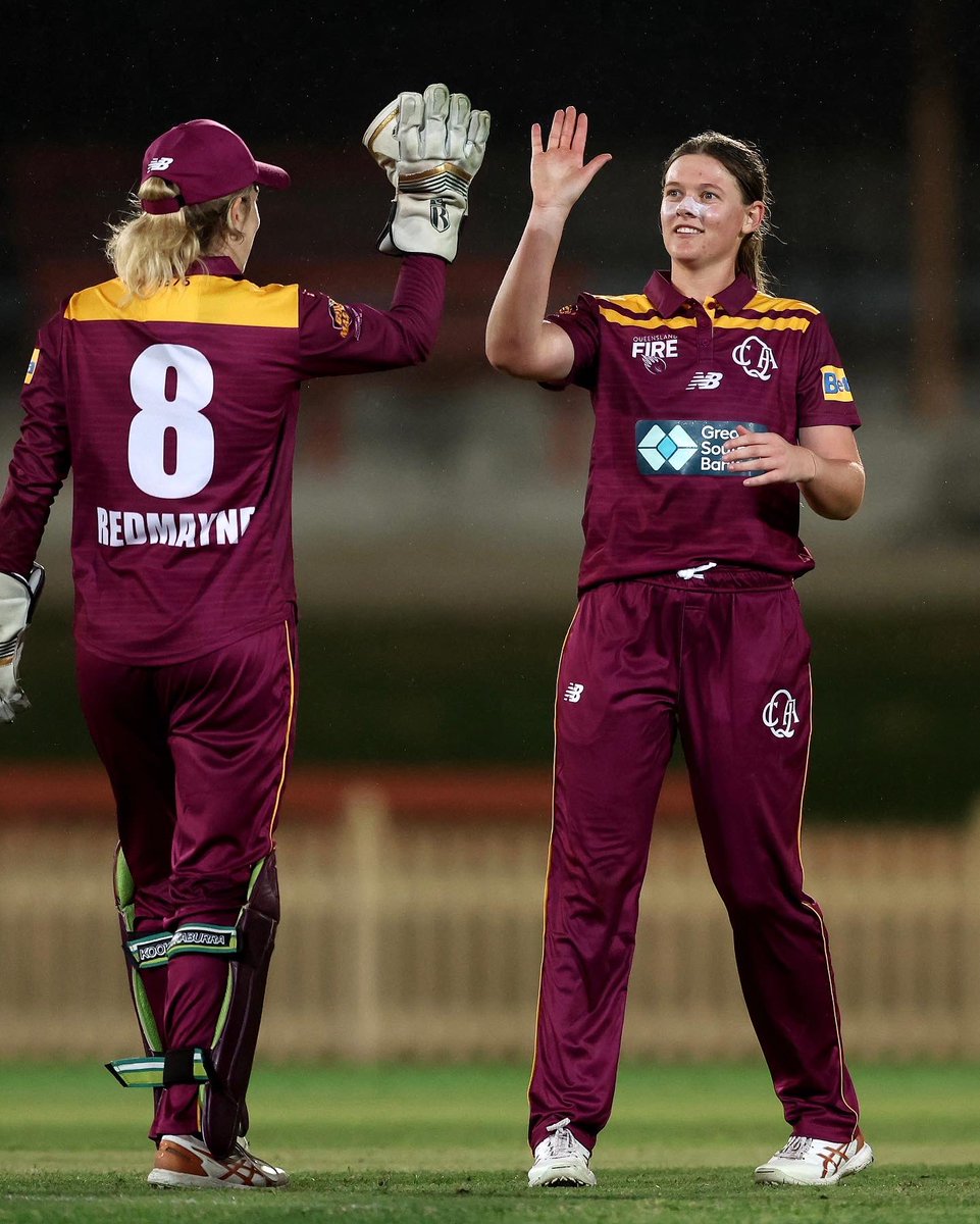 qldcricket's tweet photo. The Fire kickstarting #WNCL with a massive Win 🔥 #MaroonGrown https://t.co/69JXZQVJAl