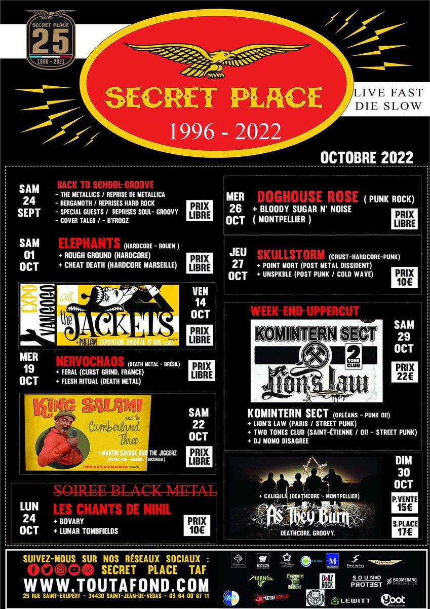secretplacetaf's tweet photo. 🔥Vous êtes prêt ? La saison est lancée ! 
Voici le programme du mois d’Octobre !

Retrouver @doghouserose , @TheJackets_ et plein d’autre ! 

Pour plus d’info : https://t.co/yXhQ1FOJej 

On vous attend nombreux ❤️‍🔥 https://t.co/yXtXjH2uzw