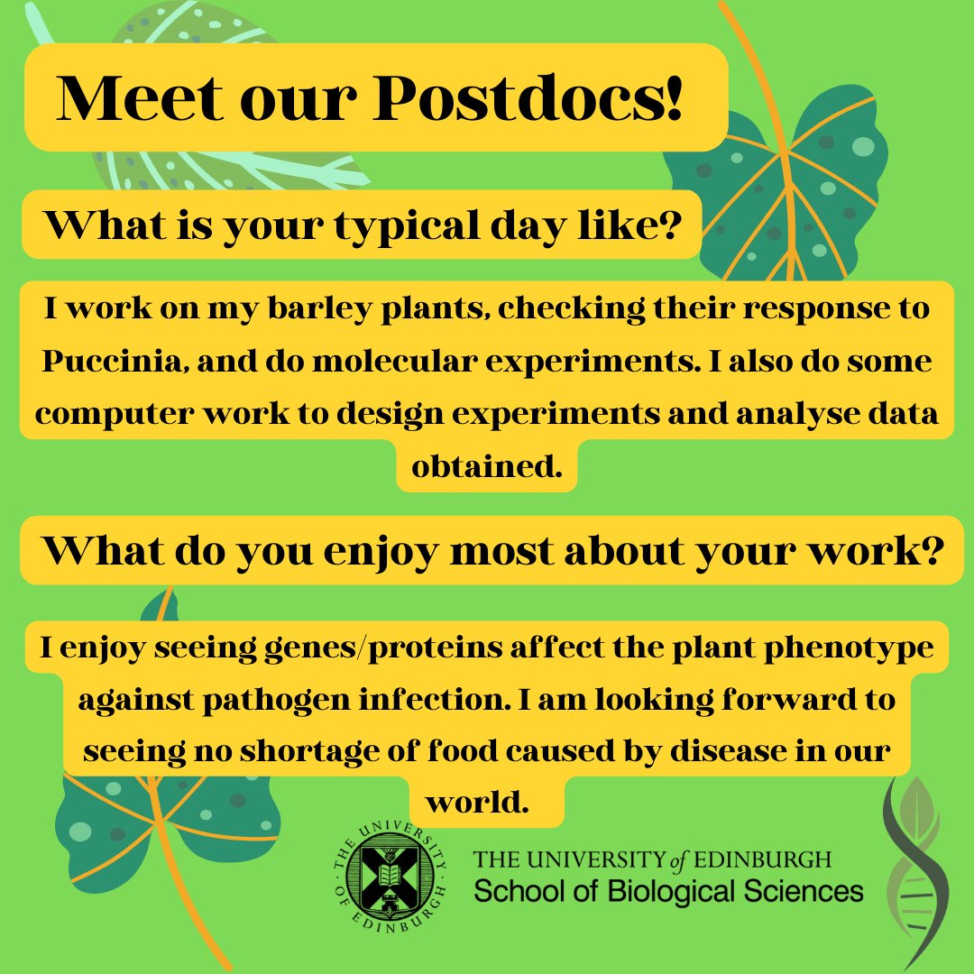 We are delighted to introduce Qiaona Pan @OrosaLab working on plant-pathogen interactions. Qiaona is focused on reducing crop losses caused by diseases. We are so lucky to have you at IMPS @SBSatEd @GlobalPlantGPC @GlobalAgEd @SRUC  #NPAW2022 #LovePostdocs