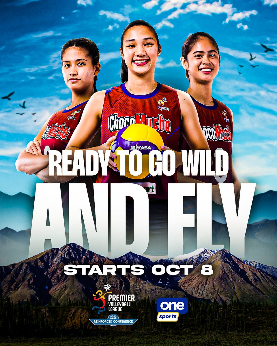 OneSportsPHL's tweet photo. Choco Mucho is ready to go wild and fly!
Catch the PVL Reinforced Conference starting October 8 here on One Sports.
#PVLonOneSports https://t.co/kcrsX2avE2