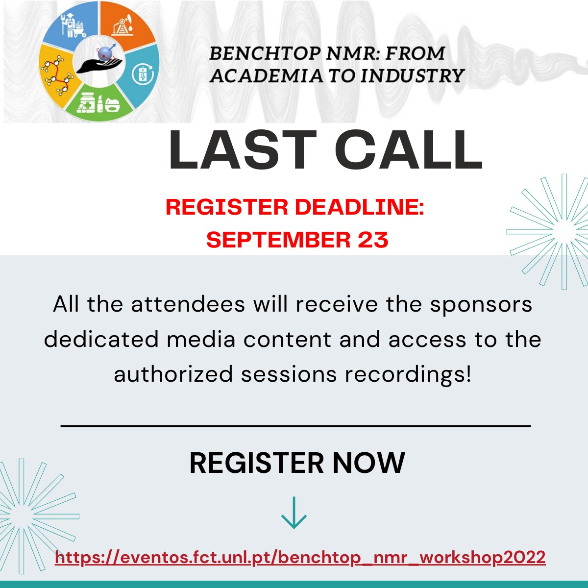 NMRFCTNOVA1's tweet photo. LAST DAY!!! Benchtop NMR Workshop Registration Deadline!!
For more information and final program: https://t.co/sXuhTqBnqY
#NMR #Science #industrychat #NMRevents #NMRchat
@FCTNOVA @spquimica @sociedade @germn_rseq
@AMPERE_MR @nmr900 @LatinXChem https://t.co/3cqAMMA1L1