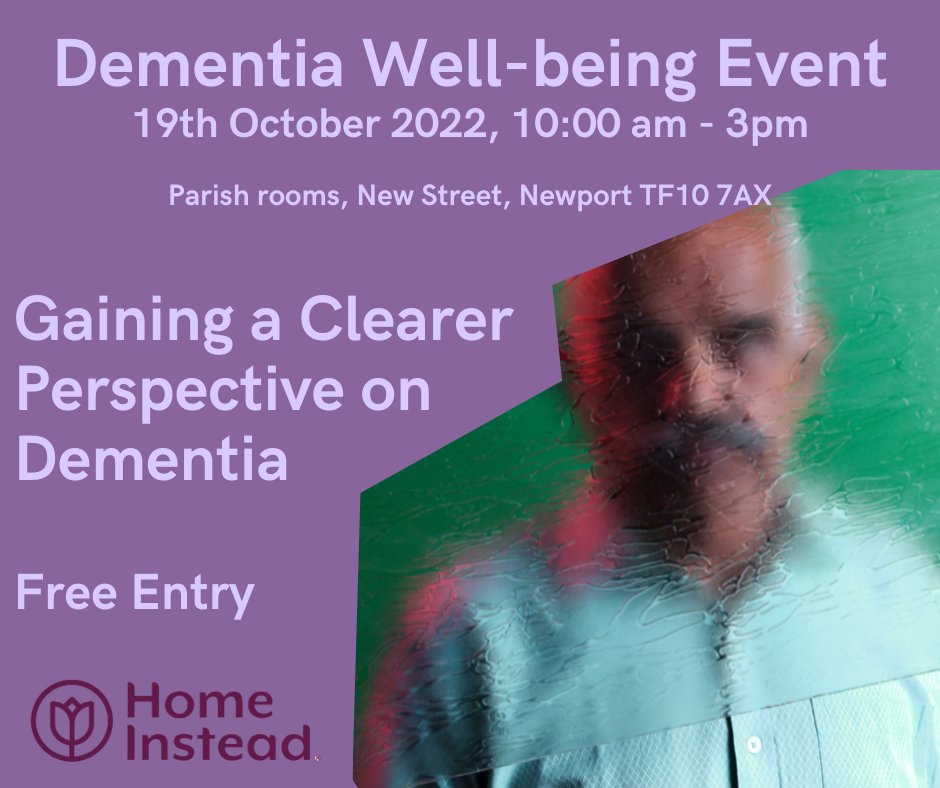 HomeInsteadTF's tweet photo. Free Dementia Wellbeing Event 19th October 2022 10am - 3PM Come and speak to knowledgeable professionals who make a difference in the lives of those living and caring for those with Dementia   - , an Event not to be missed! https://t.co/MbSbqeYBA8 https://t.co/txaycPtOhC