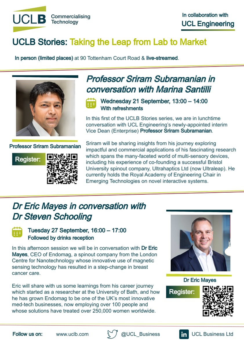 UCL_Business's tweet photo. Join us for the second event in our #UCLBStories series, where we will be in conversation with @Endomag's CEO, @Eric_Mayes_Endo, to discuss Endomag's journey to creating a step-change in breast cancer care.

Sign up here: https://t.co/LMsCv9xQw2 https://t.co/qkru1AI1K9