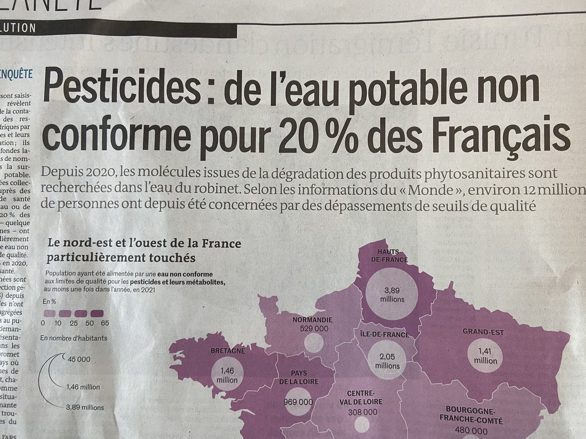 m2rfilms's tweet image. Cela fait des années que nous disons, avec @genefutures que l’eau du robinet est dangereuse pour la santé, car les seuils de pollution autorisés sont arbitraires et  de nombreuses molécules, comme les métabolites des pesticides, sont ignorés. @lemondefr #NotrePoisonQuotidien