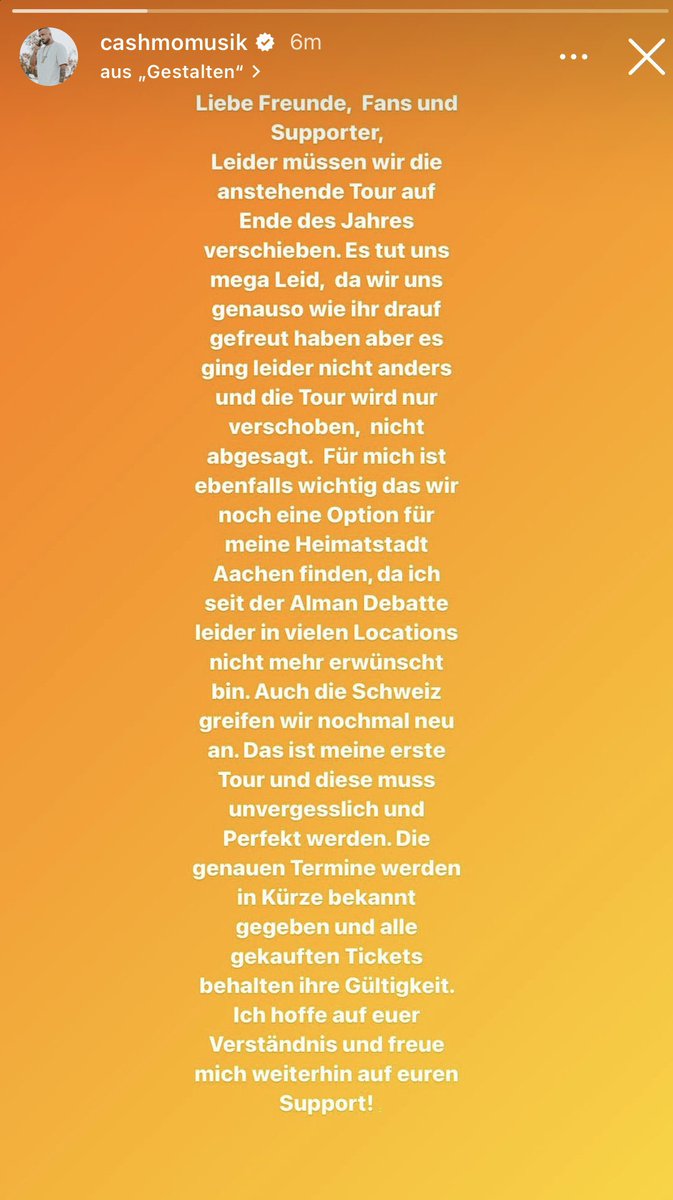 franz_poekler's tweet photo. Cashmo muss leider seine Tour absag- äh, verschieben. https://t.co/EOhqRbW5uG