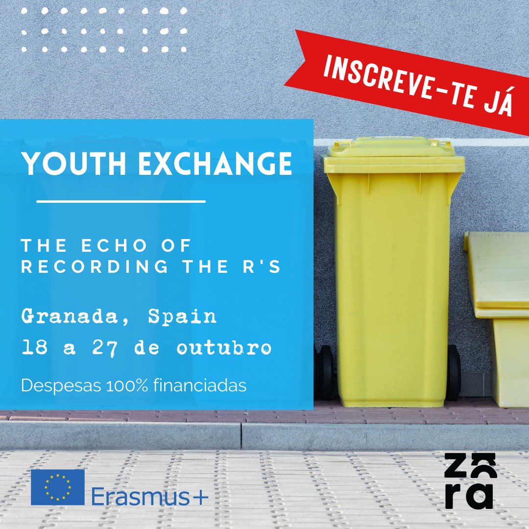 zora_mcn's tweet photo. 🇪🇸🇪🇺 Oportunidade de Intercâmbio Jovem em Espanha 

A ZORA está a promover o Intercâmbio Jovem "The Echo of Recording the Rs".

📅 18 a 27 de outubro de 2022
🌎 Moclín, Granada 
👫 18-30 anos https://t.co/AuaziJCRUS
