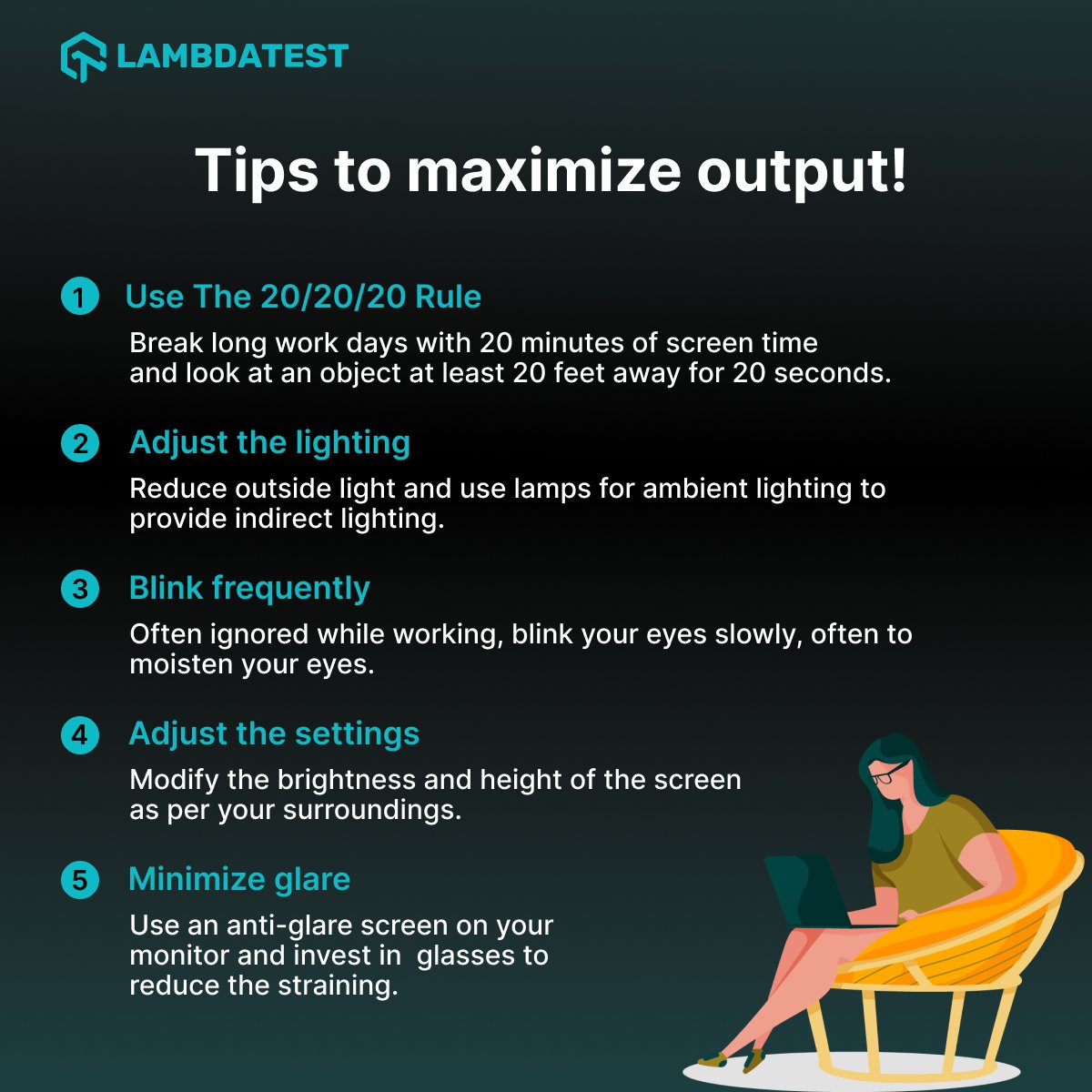 testmuai's tweet photo. Are you a techie concentrating too much on digital devices? 👩‍💻👨‍💻 🤔

Here are some tips to help maximize your output while you run a test or debug your code.  😀🚀👇

#TestingTeam #QATeams #WorkProductivity #WorkLifeBalance https://t.co/uAFtHTzT1X