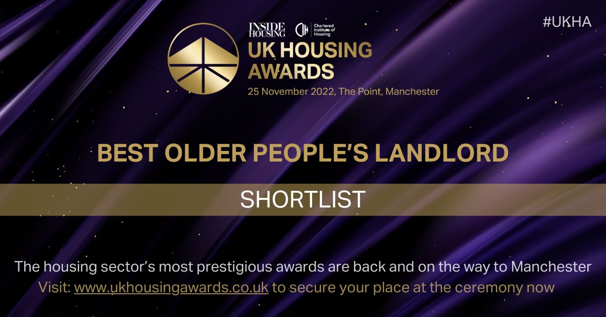 Congratulations to;

<a href="/AnchorLaterLife/">Anchor</a>
<a href="/AshfordCouncil/">ashfordcouncil</a>
Berwickshire Housing Association
<a href="/Housing21/">Housing 21</a>
@JJHousingTrust
<a href="/MuirGroupHA/">Muir Group Housing Association</a>
<a href="/orbitgroup/">Orbit Group</a>
<a href="/PFH_Hull/">Pickering & Ferens Homes</a>

on being shortlisted for 'best older people's landlord'! #UKHA

Join us at the ceremony this November: ow.ly/BbBC50KF9va