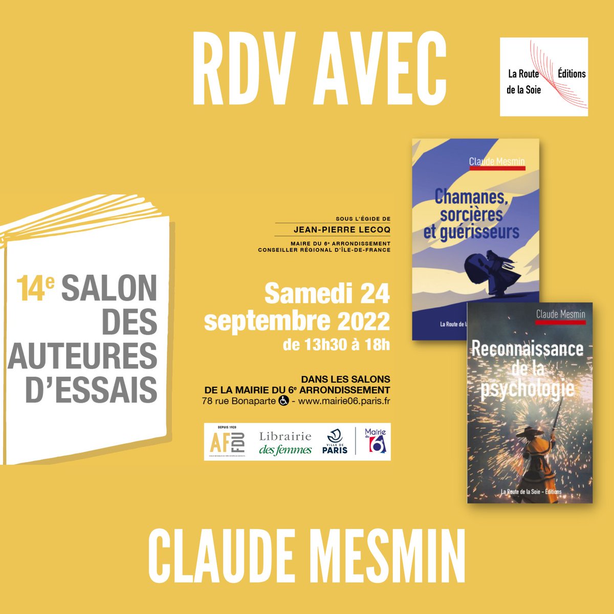 RouteEditions's tweet photo. Rendez-vous ce #samedi avec Claude Mesmin au #salon des #livres de l'#AFFDU pour parler #psychologie #ethnopsychologie
👉 https://t.co/DZNevAhnjn
👉 https://t.co/m9kb2HRy9i https://t.co/W5pcsaZHVQ