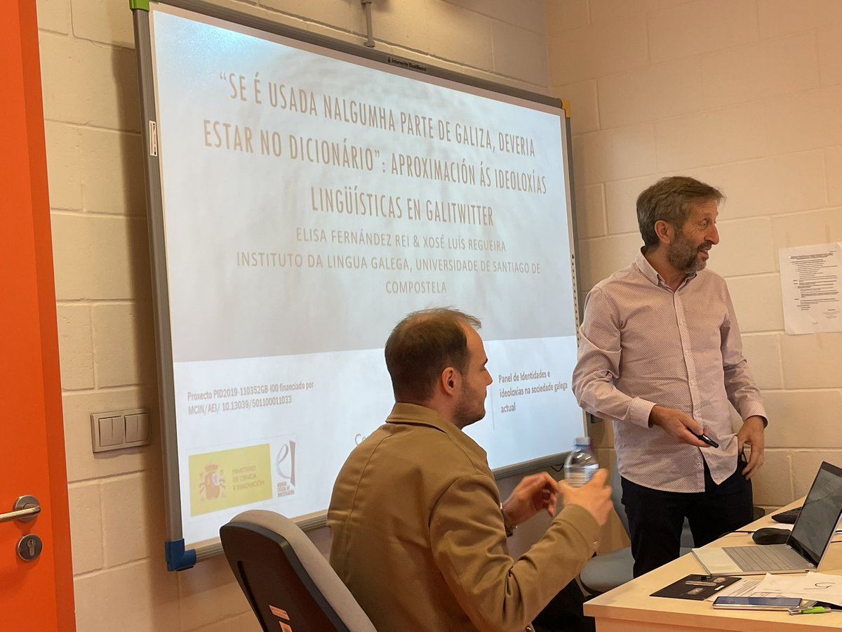 ILG_USC's tweet photo. Os membros do ILG Xosé Luís Regueira, Elisa Fdez. Rei e Noemi Basanta participaron hoxe no panel "Identidades e ideoloxías na sociedade galega actual" dentro do "XIII Congreso da AIEG" (@estudosgalegos).
👀 https://t.co/M8LKkmp4oE
#AIEG #AIEGCongreso https://t.co/NB3mht6sdX