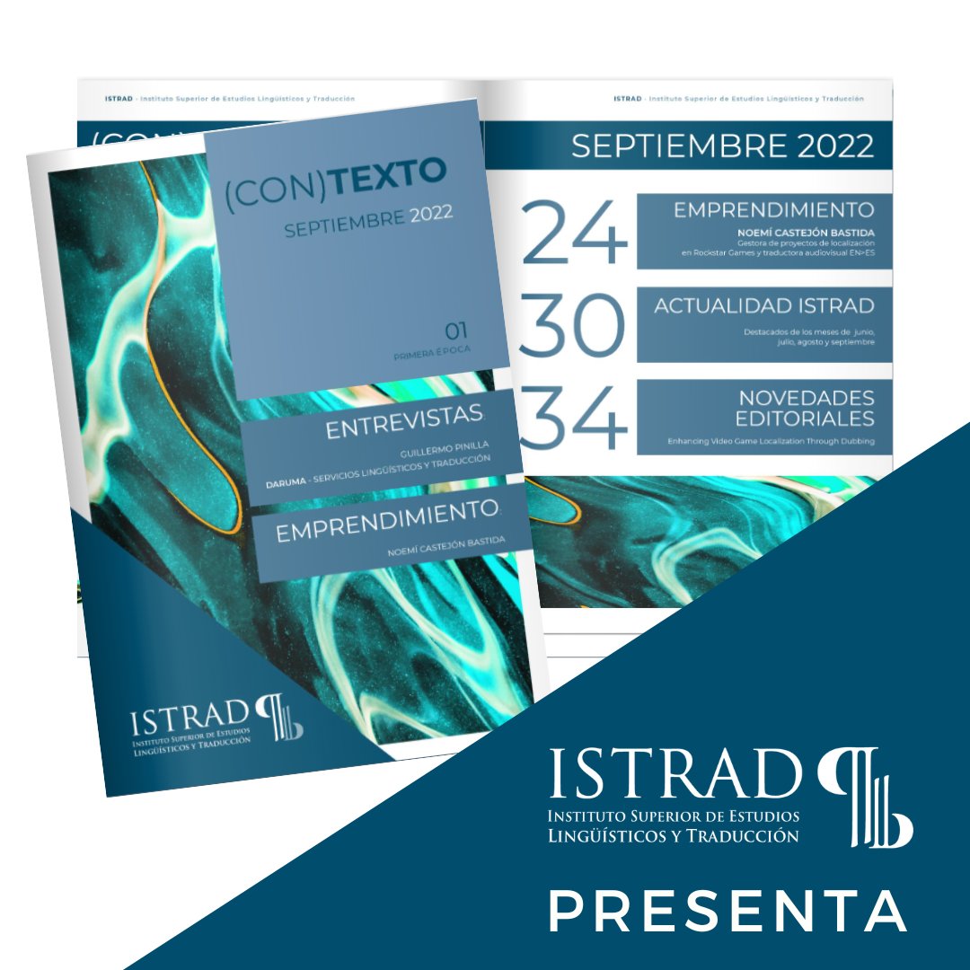 🥳 ¡Hoy os traemos un notición! En ISTRAD estrenamos revista: (CON)TEXTO. En ella encontraréis entrevistas, recomendaciones y novedades editoriales, ¡entre otras muchas cosas! 😁 Tenéis el enlace del primer número en nuestra bio.