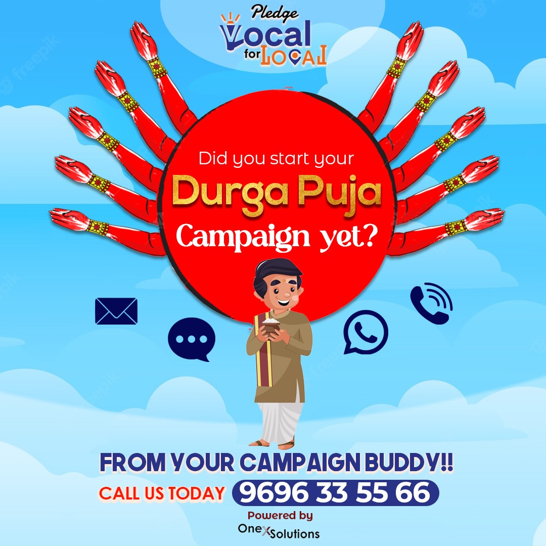 pledgev4l's tweet photo. This festive season, Get ready for the increase in Sales &amp; Profits in your Business with our Durga Puja Special Campaigns.
Call us at 9696335566 
Visit: https://t.co/rBHxgmzbcO
#pledgevocalforlocal #smsmarketing #emailmarketing #whatsappmarketing #voicecallmarketing https://t.co/VVx6MVf4Oo