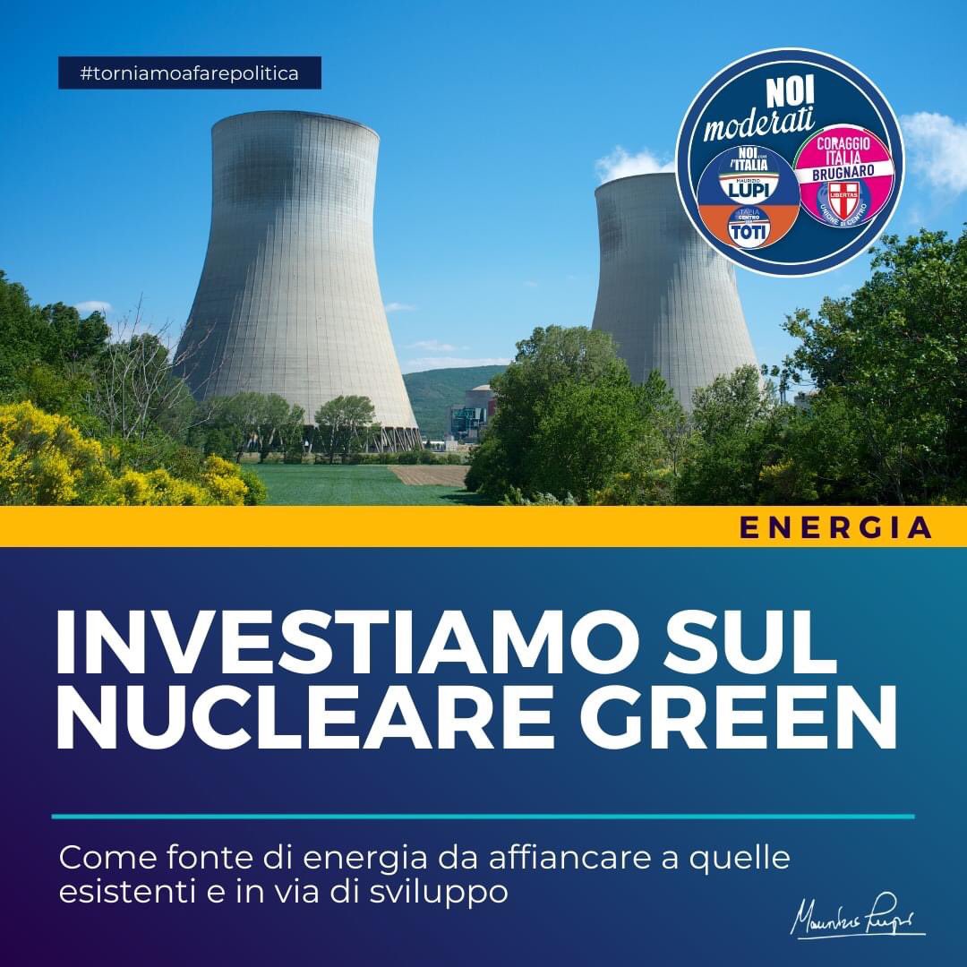 L’Italia vanta eccellenze internazionali nella #ricerca delle tecnologie per la fissione nucleare di terza e quarta generazione. #NoiModerati vogliamo ampliare la produzione di energia #nucleare affinché il nostro Paese non sia più così dipendente dalle fonti energetiche estere
