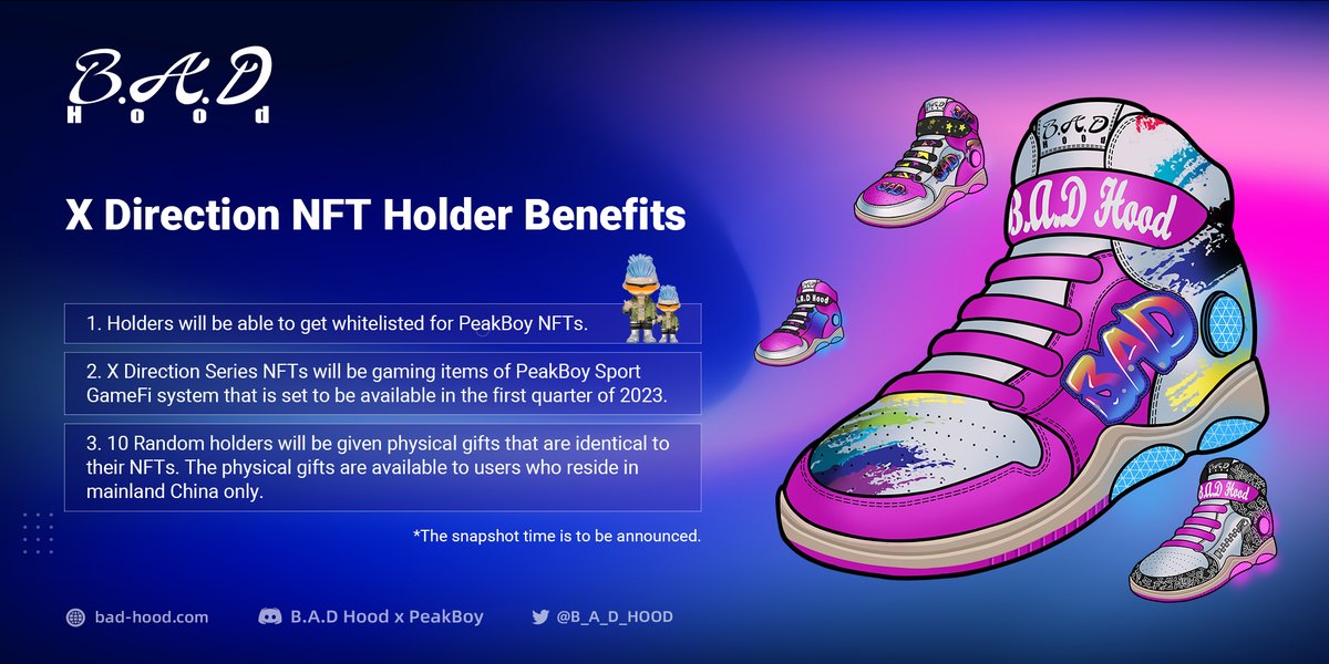 HoodParkour's tweet photo. 🔥FreeMint is coming🔥
Click on the image to see what benefits of the X Direction series NFTs,There seems to be some connection to @PeakBoy_NFT  as well.🥰
Now we have started a WL campaign on discord, Let's go: https://t.co/Mm6onphiXE
#freemintNFT #Peakboy https://t.co/JQ5YuAFyUF