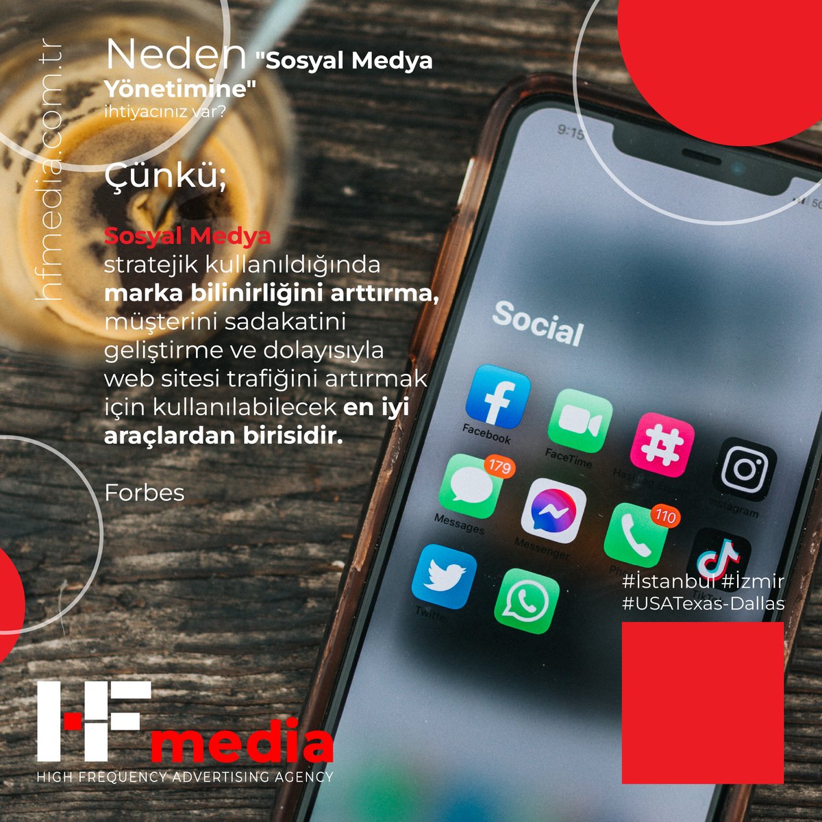 hfmedia_tr's tweet photo. Why do you need "#SocialMedia Management"?
Because; When used strategically, Social Media is one of the best tools that can be used to increase brand awareness, improve customer loyalty, and therefore increase website traffic. #Forbes

 #sosyalmedyareklamları #sosyalmedyayönetimi https://t.co/vQDwXqY4O4