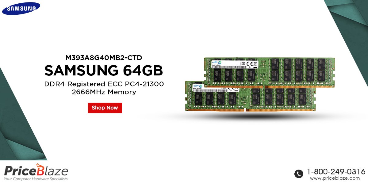 PriceBlaze's tweet image. Buy M393A8G40MB2-CTD Samsung 64GB DDR4 2666MHz Memory at bit.ly/3dJwmii

Order online visit:   or call us at (800) 249-0316

Get more #Discounts visit: bit.ly/3bnnNmi

#Samsung  #64GBRAM  #SamsungMemory @Samsung  #DDR4Memory #ServerMemory