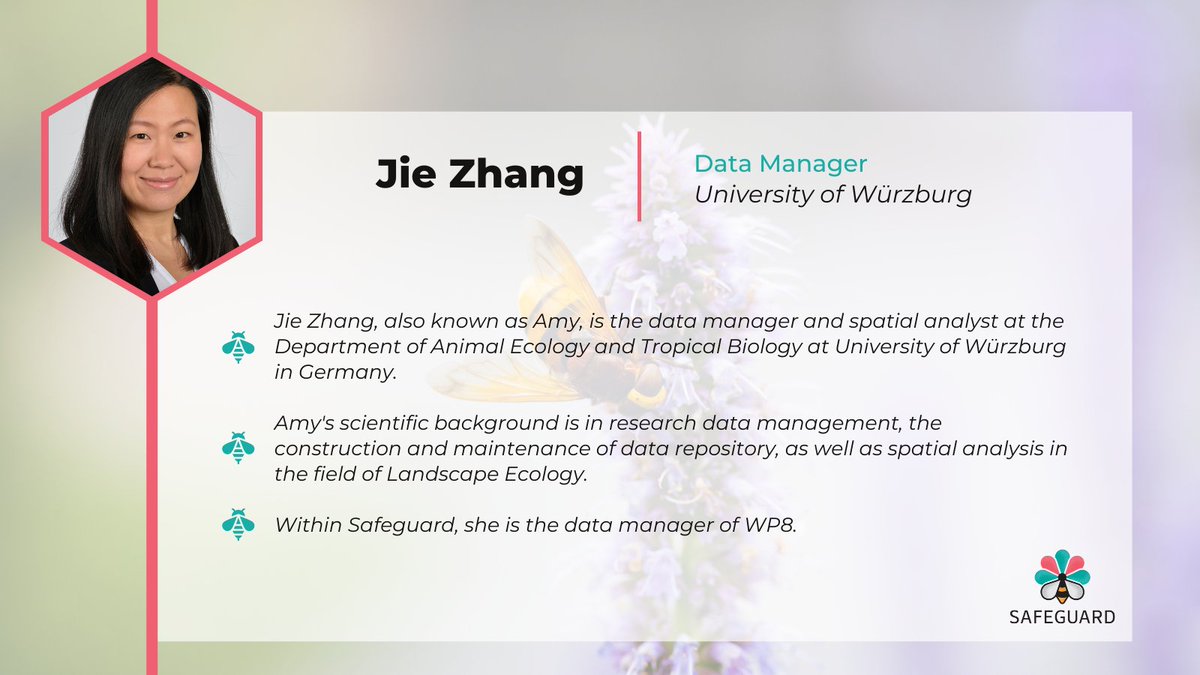Safeguard2021's tweet photo. ๐ข#SafeguardFaces presents Jie Zhang
๐ฃ๏ธ"In a world of dramatic #pollinator & #biodiversity decline, reversing the #wildpollinator loss is crucial & requires international collaboration for effective #policy and practical solutions. That's the fundamental objective of Safeguard." https://t.co/BHVf0w4UcH