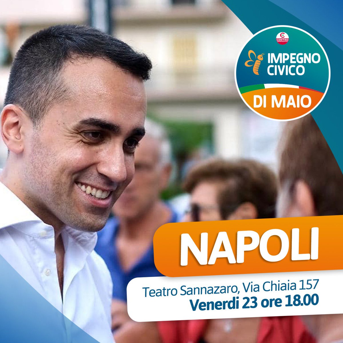 Impegno Civico (@impegno_civico) on Twitter photo Questa sera il nostro <a href="/luigidimaio/">Luigi Di Maio</a> vi aspetta a Napoli, al teatro Sannazaro, per il comizio di chiusura della campagna elettorale di #ImpegnoCivico. Appuntamento alle ore 18.00! #difendiamolalibertà Questa sera il nostro <a href="/luigidimaio/">Luigi Di Maio</a> vi aspetta a Napoli, al teatro Sannazaro, per il comizio di chiusura della campagna elettorale di #ImpegnoCivico. Appuntamento alle ore 18.00! #difendiamolalibertà