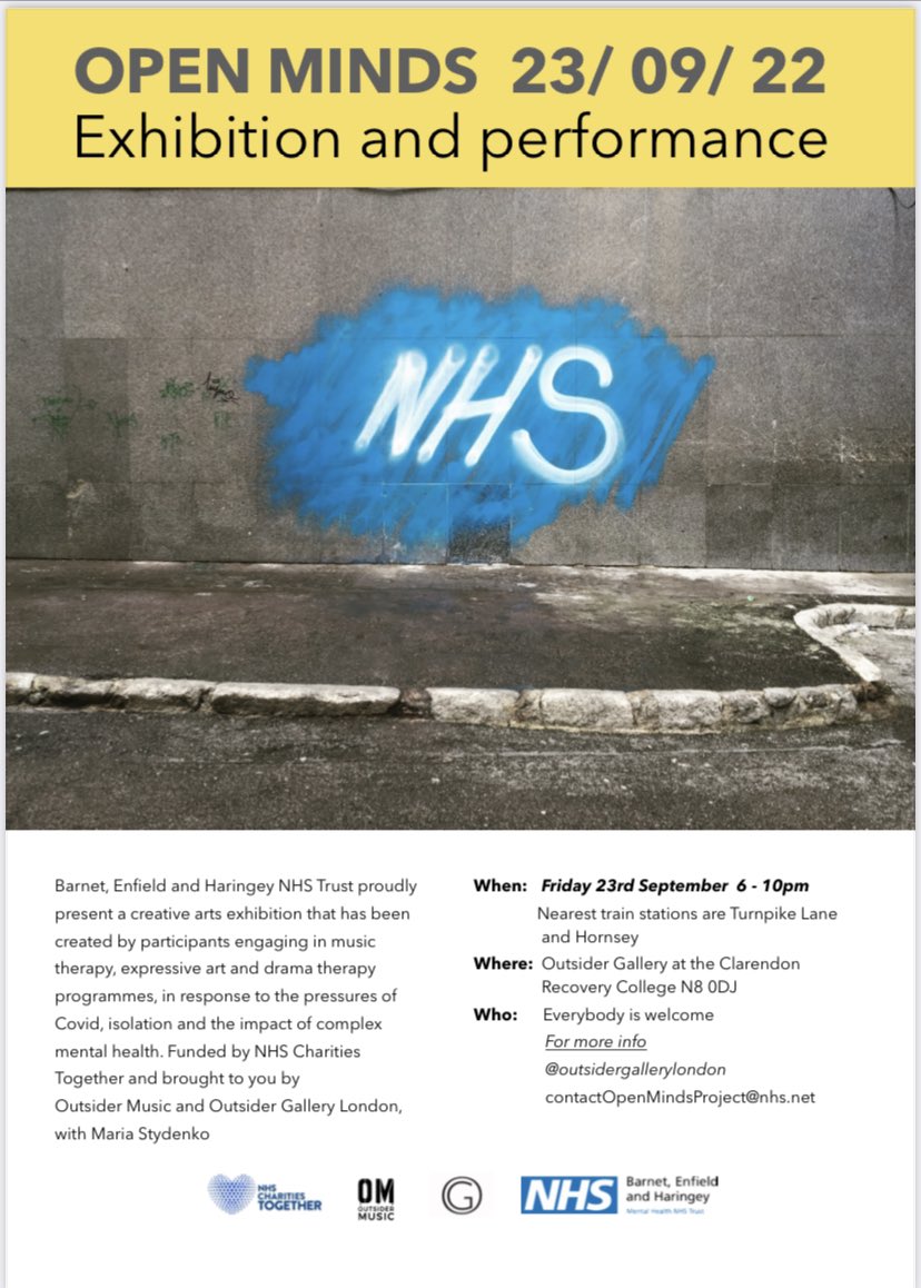 Come along and join us tonight for @BEHMHTNHS exhibition and performance. All details attached 💙
