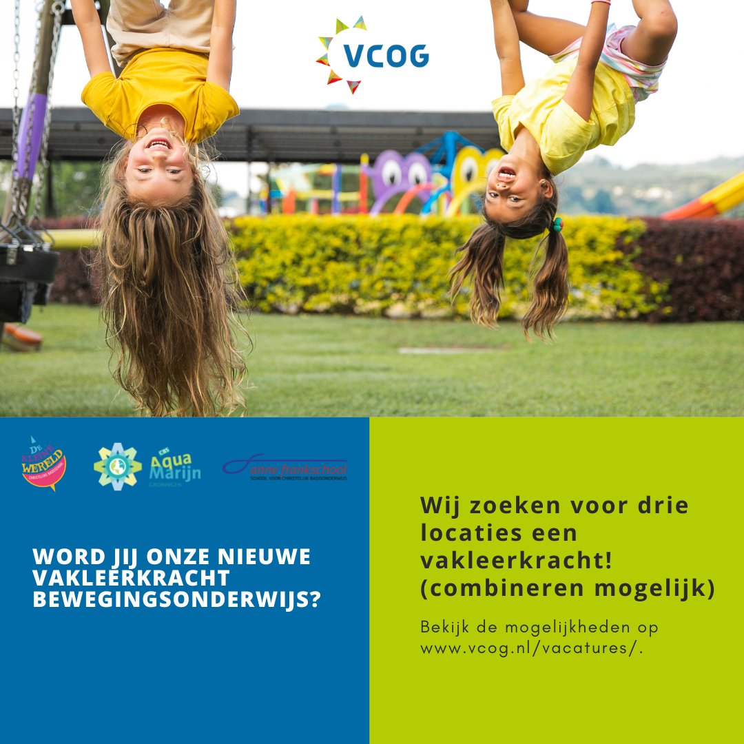 Wij zoeken voor drie locaties een vakleerkracht bewegingsonderwijs. Bekijk de vacatures op: vcog.nl/vacatures/