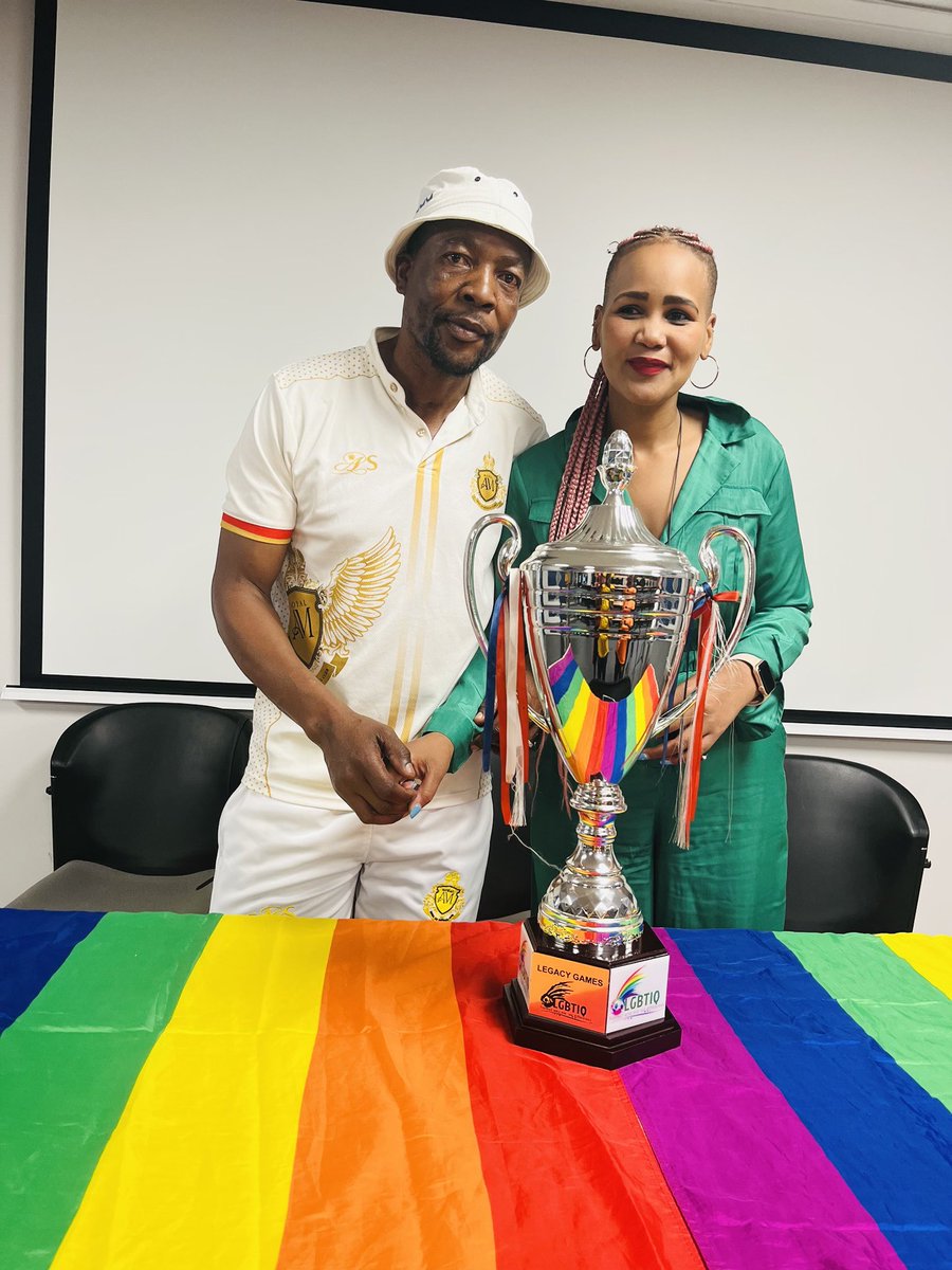 SupportFootZA's tweet photo. The launch of the 🏳️‍🌈 LGBTI Legacy games, an initiative by Phuthi Lekoalane Foundation.

Supporters represented and conducted the draw

#OneNAFSA https://t.co/RjrsVqr5M7