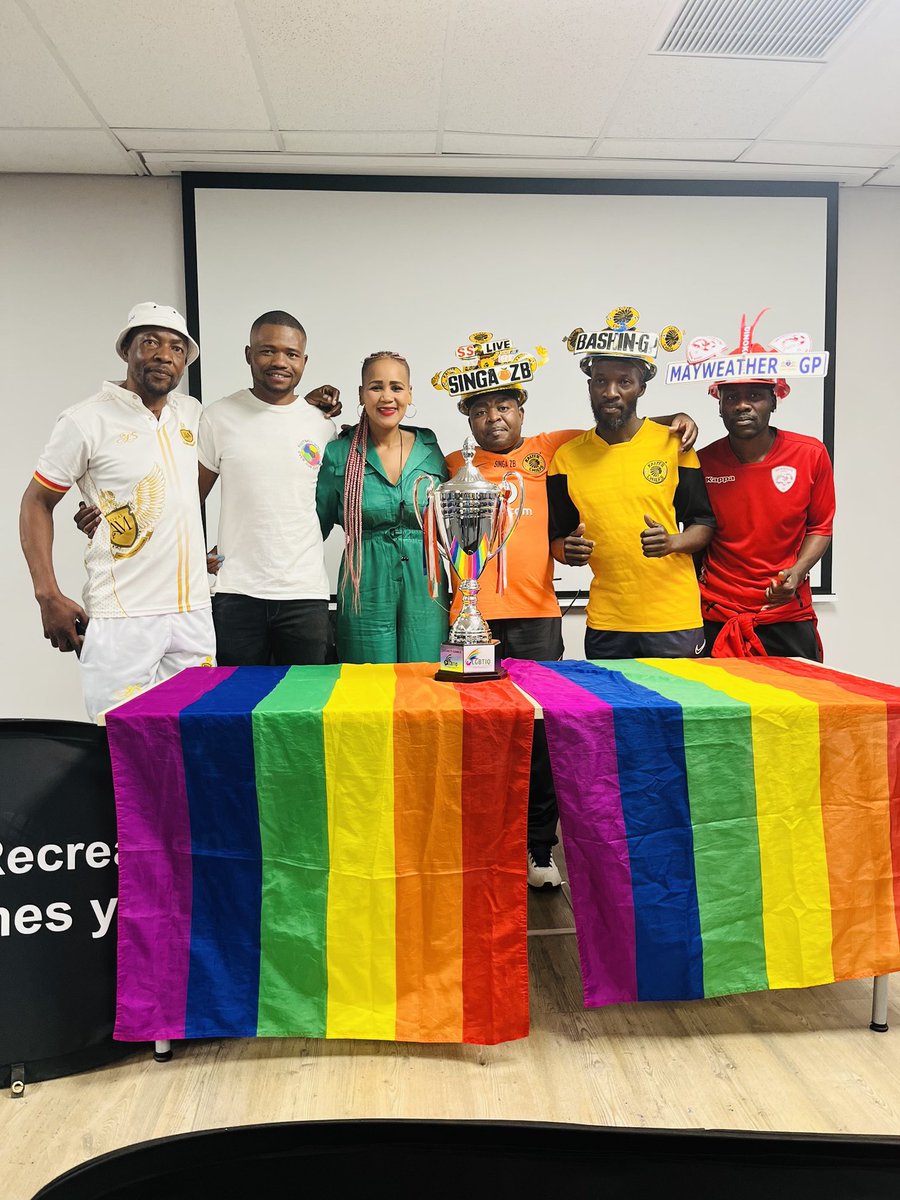 SupportFootZA's tweet photo. The launch of the 🏳️‍🌈 LGBTI Legacy games, an initiative by Phuthi Lekoalane Foundation.

Supporters represented and conducted the draw

#OneNAFSA https://t.co/RjrsVqr5M7