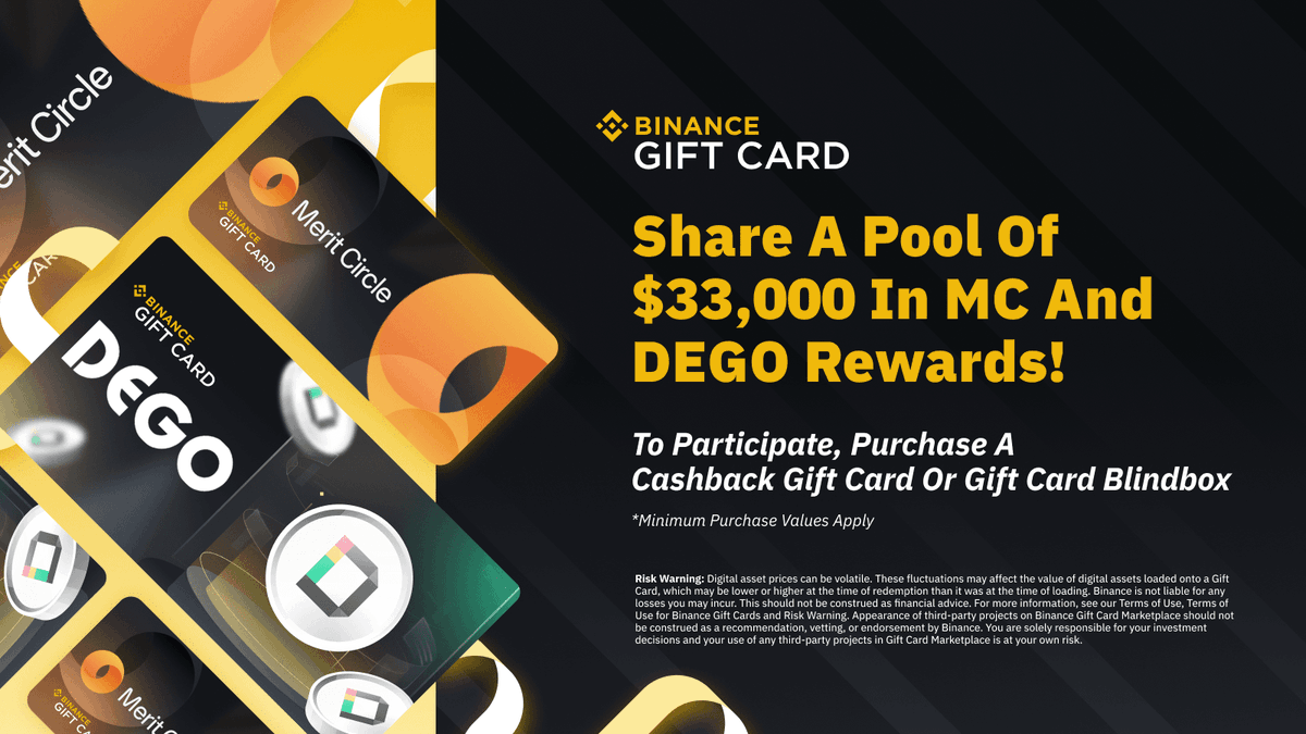 🔥Purchase a #DEGO #Binance Gift Card Blindbox &amp; Stand a Chance to Receive 3,000 $dego in Rewards 

⏰𝐏𝐫𝐨𝐦𝐨𝐭𝐢𝐨𝐧 𝐀:
𝐏𝐫𝐨𝐦𝐨𝐭𝐢𝐨𝐧: Sep 23 00:00 - Sep 28 23:59 (UTC)
𝐑𝐞𝐰𝐚𝐫𝐝𝐬 𝐂𝐥𝐚𝐢𝐦 : Sep 29 23:59 - Oct 7 23:59 (UTC)

📖Details: binance.com/en/support/ann…