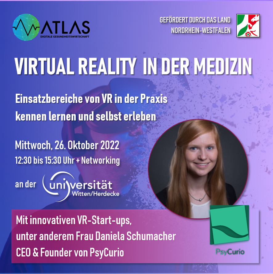 ATLASdigiHealth's tweet photo. #VR in der #Medizin: kennen lernen und erleben! 🗓️26.10.2022 👉Wir freuen uns u.a. auf Daniela Schumacher, CEO & Founder PsyCurio #virtualreality #mentalhealth #therapy #startups #atlasitg #mwide #UniWH @AleksaKaurin @HealthPsychBUW @georg_henning
https://t.co/Oyvac3NoDN https://t.co/rDb1mskqlR