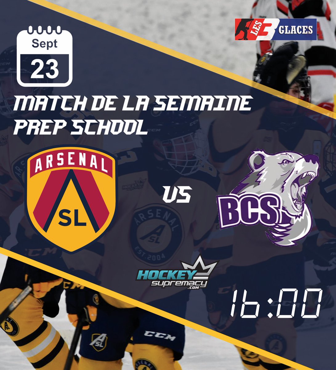 HockeyASL's tweet photo. 🔥 Match de la semaine 🔥
présenté par @HockeySupremacy, mettra en vedette notre équipe PREP SCHOOL !
L’ASL affrontera Bishop’s Collège School BCS U18 à la maison (3 glaces) dès 16:00.
Bienvenue à tous pour encourager l’Arsenal 🤩
Bon match! 👏👏👏
#GoASL #prepschool #hockey https://t.co/A5FoybDSeM