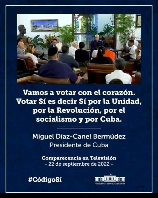 RosyCubaMINJUS's tweet photo. A votar con el corazón, por nuestras familias y por la unidad de nuestro pubelo. El 25 #YoVotoSí #CodigoSí @CubaMinjus @OscarCubaMinjus @DiazCanelB @MMarreroCruz @DrRobertoMOjeda https://t.co/23oHfrgtmr