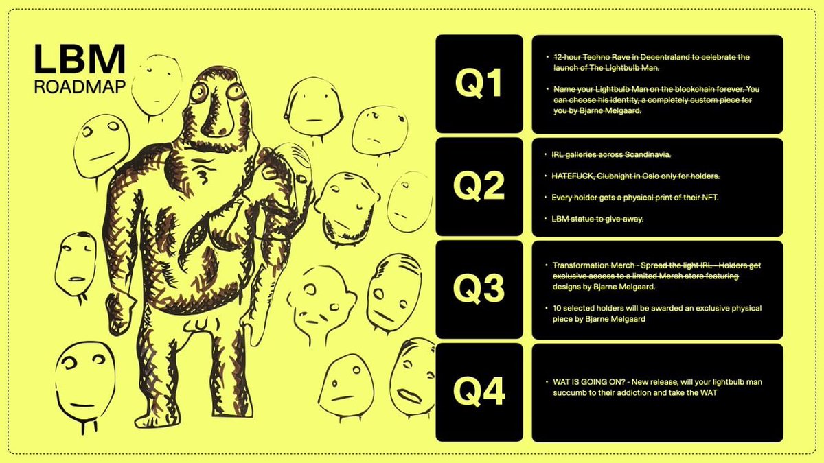LightbulbmanNFT's tweet photo. Sunday 8:30 pm Discord . The next 10 weeks. Each week a new holder will be selected. All holders who care about art, not financial profit are eligible, no need to be in discord to be selected. 💡10 unique physical works of art, handcrafted by Bjarne Melgaard💡 https://t.co/9YYXIdaoJj