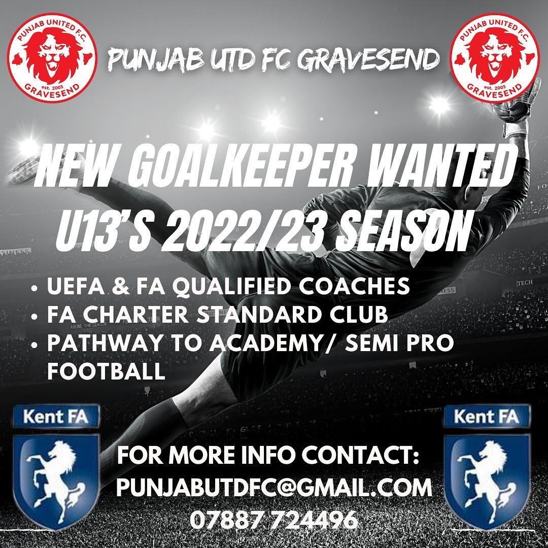 PUFC_Gravesend's tweet photo. Punjab United U13’s are looking for some new players to add their existing squad, all positions considered including Goalkeeper.

Get in touch for more info. https://t.co/hH1cKLck0x