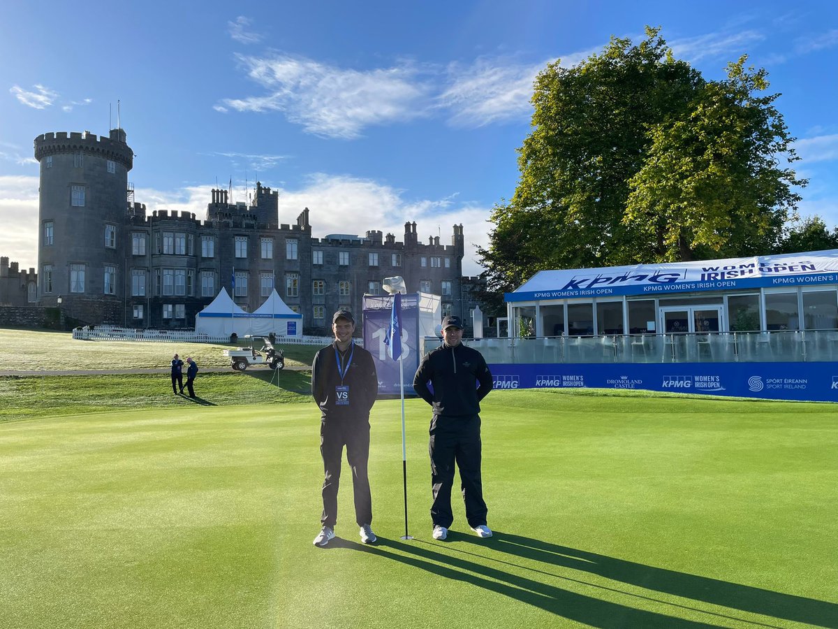 A big thank you to @AdareGC David Baker & Mark Cussen who are volunteering at this weeks @WomensIrishOpen @GolfDromoland a big thank you to @PaulColeman8 for having them. Best wishes to all involved #greenkeeping #oneteamonedream